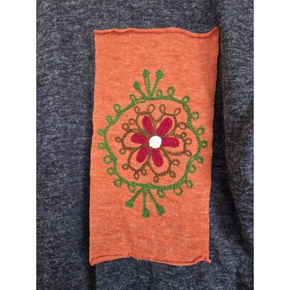 Sacred Threads Large Blue Orange Boho Hippie Artsy Embroidered Open Cardigan - Picture 7 of 9